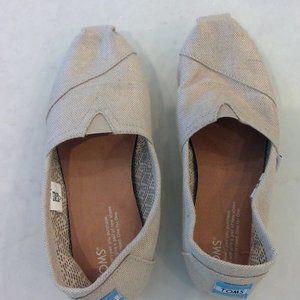 TOMS Metallic Canvas Mules size 8